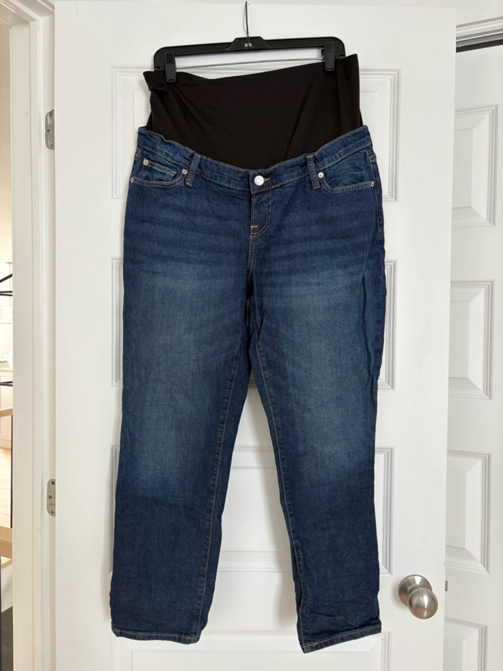 GAP Dark Blue Denim Maternity Jeans with Black Waist Panel